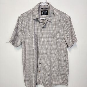Carhartt Medium Men's Gray Plaid Shirt Button Up Short Sleeve Relaxed Fit Casual